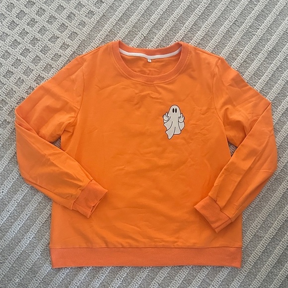 Orange Ghost Print Men's Sweater - Picture 5 of 5